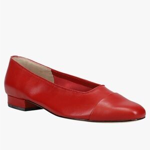 Vaneli Red Leather Ballet Flat with Low Heel